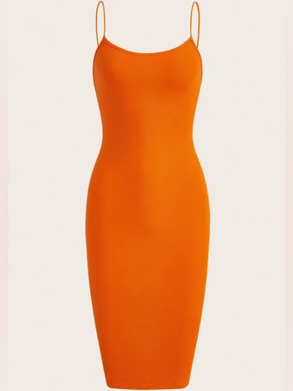 Neon Orange Spaghetti-Strap Bodycon Dress